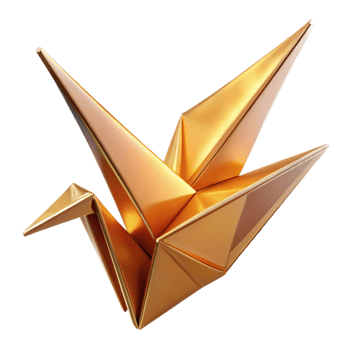 wonderful minimalist A Single Unfolding Origami Crane Made detailed png