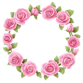 Pink and green floral wreath with rose flowers on botanical decorative frame png