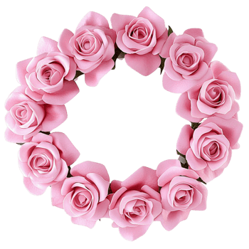Pink rose flower wreath on floral decorative frame romantic png
