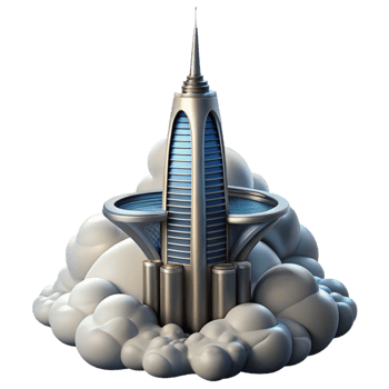 wonderful modern A futuristic skyscraper piercing the clouds, sleek and aerodynamic, dramatic sky, science fiction illustration premium png