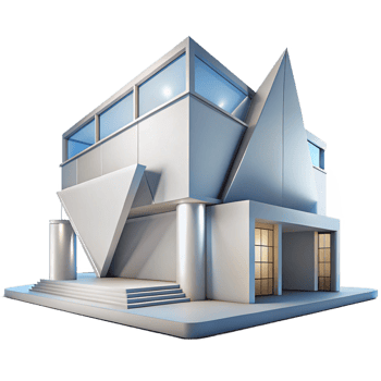 extraordinary artistic impressive creative A modern art museum, sharp angles, minimalist design, bright white lighting, architectural photography style premium 4K png