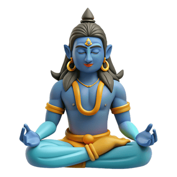 extraordinary classic Shiva, Hindu god of destruction, meditating in the Himalayas, serene atmosphere, spiritual art style premium png