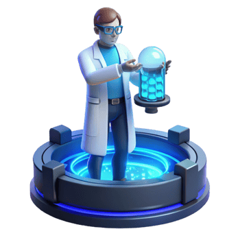 stunning abstract A scientist working on a complex holographic interface, cool, blue lighting, futuristic style high quality png