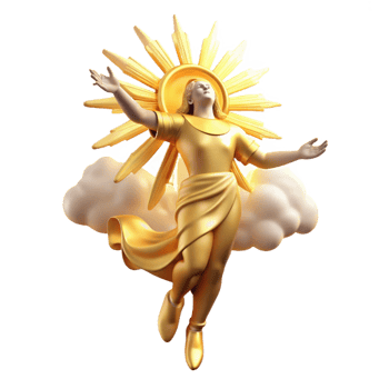 stunning creative A celestial being descending from the heavens, divine golden light, Renaissance style exclusive png