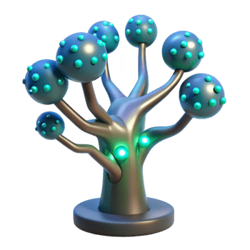 extraordinary vintage A bioluminescent tree with embedded circuit boards, glowing softly in a dark forest, fantasy art style professional png