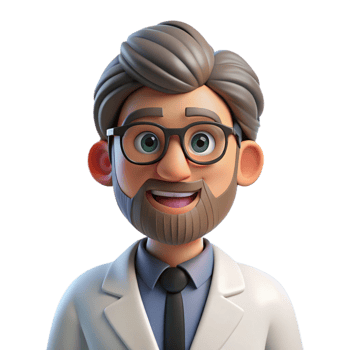 vibrant contemporary Portrait of a scientist with lab coat and glasses, a curious expression, brightly lit laboratory, scientific photography style premium png