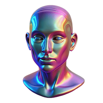 elegant contemporary A holographic projection of a human face, glitching and distorting, eerie, flickering lighting, cyberpunk style genuine png