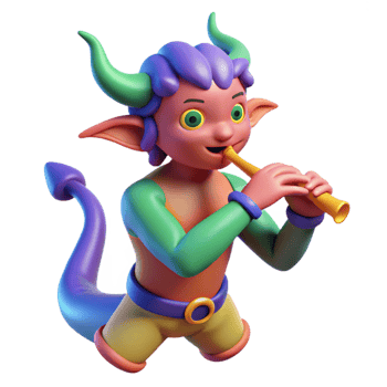 extraordinary classic A mischievous Satyr playing pipes, vibrant colors, Impressionist style professional png
