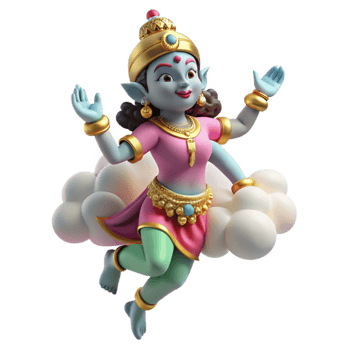 vibrant rustic A celestial Apsara, Hindu celestial nymph, dancing among the clouds, vibrant colors, traditional Indian art style genuine png