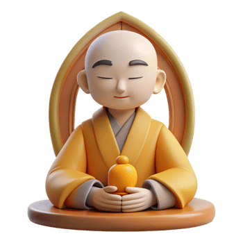 beautiful minimalist A serene monk meditating, soft natural light filtering through a window, traditional Chinese painting style 4K png