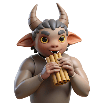 stunning abstract A mischievous satyr playing a pan flute in a sun-drenched forest glade, Impressionist style high resolution png