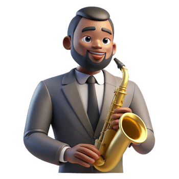 extraordinary artistic A portrait of a jazz musician with a saxophone, smoky jazz club lighting, art deco style exclusive png