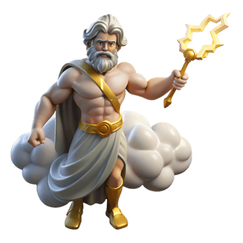 magnificent creative The Roman god Jupiter wielding a thunderbolt, lightning flashing across the sky, Baroque style premium png