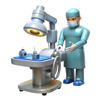 stunning contemporary A robotic surgeon performing a delicate operation, medical illustration style, bright lighting authentic png