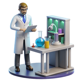 wonderful contemporary A scientist working in a futuristic laboratory, sterile and clean, cinematic lighting high quality png