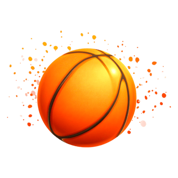Bright Orange Basketball with Motion Splash and Dynamic Background png