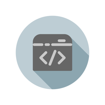 A flat icon of a computer with a code symbol png