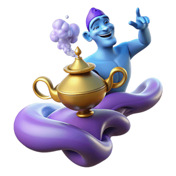 dramatic artistic A powerful djinn emerging from a magic lamp, swirling smoke and light, Arabian Nights style exclusive png