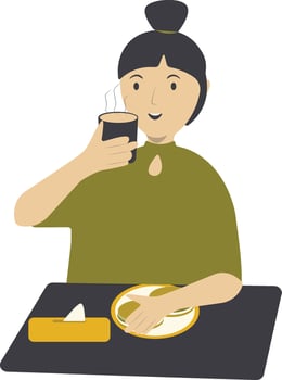 Illustration of a Woman Eating Healthy Food on White Background. vector