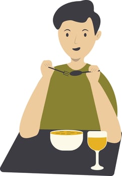 Illustration of Male Eating Healthy Food in Flat Cartoon Design vector