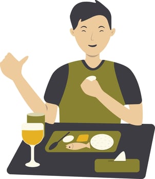 Illustration of Male Eating Healthy Food with Flat Design vector