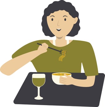 Illustration of Woman Eating Healthy Food vector