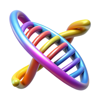 extraordinary minimalist A DNA strand forming a double helix, glowing with vibrant colors, scientific visualization style genuine png