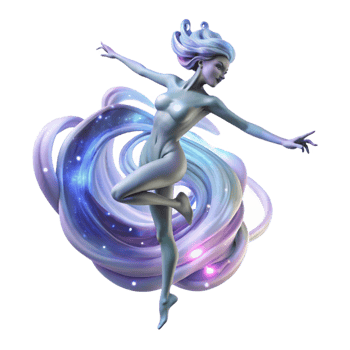 impressive contemporary A celestial nymph dancing amidst a swirling nebula, ethereal and glowing, space opera style premium png
