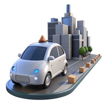 extraordinary vintage A self-driving car navigating a busy city street, realistic rendering, photorealistic style 4K png