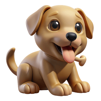 impressive classic A playful puppy chewing on a bone, close-up, humorous style, original png