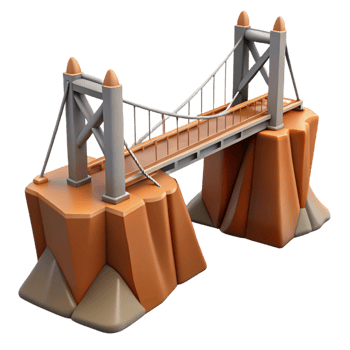 wonderful contemporary A suspension bridge, spanning a deep gorge, dramatic, engineering marvel style exclusive png