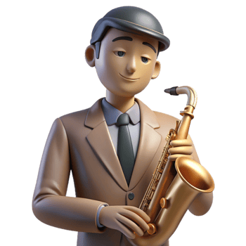 extraordinary modern Portrait of a musician with a saxophone, lost in thought, dimly lit jazz club, film noir style exclusive png