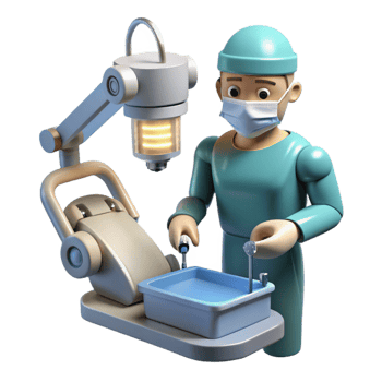 impressive classic A robotic surgeon performing a delicate operation, medical illustration style, bright lighting original png