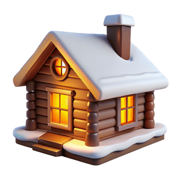 dramatic vintage A log cabin, snow-covered roof, warm firelight in the windows, cozy, rustic style detailed png