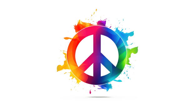 Vibrant Peace Symbol on Transparent Isolated Colorful Design png