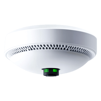 Modern Smoke Detector with Green Indicator Light in Ceiling Design png