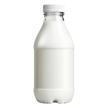 Fresh Dairy Milk in Clear Glass Bottle on png