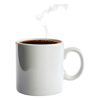 Freshly Brewed Coffee in White Mug with Steam Rising png