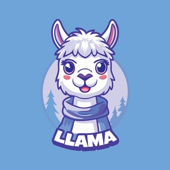 Adorable Llama Mascot Cartoon Character Illustration vector