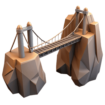 vibrant rustic A suspension bridge, spanning a deep gorge, dramatic, engineering marvel style exclusive png