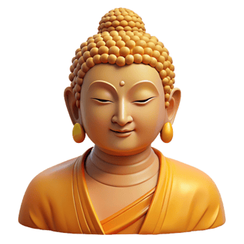 serene minimalist Portrait of a serene Buddha with a peaceful expression, soft, golden lighting, spiritual art style premium png