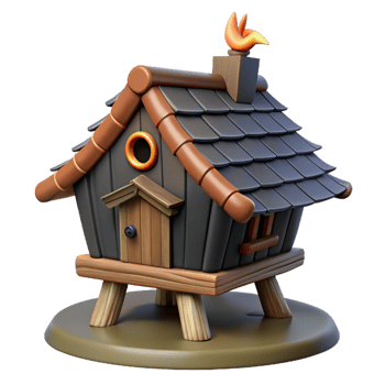 impressive minimalist Baba Yaga S Hut Standing on Chicken high resolution png