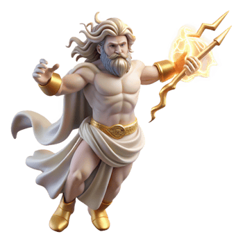 vibrant traditional The Roman god Jupiter wielding a thunderbolt, lightning flashing across the sky, Baroque style high quality png