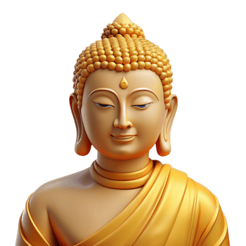 wonderful abstract Portrait of a serene Buddha statue, soft golden lighting, spiritual art style 4K png