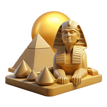 impressive classic A stoic sphinx guarding the pyramids, bathed in the golden light of the setting sun, ancient Egyptian art style premium png
