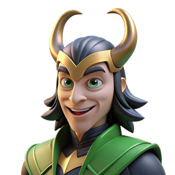 vibrant contemporary A mischievous Loki transforming into a raven, dynamic lighting, comic book style exclusive png