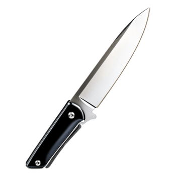 Sleek Professional Kitchen Knife with Black Handle and Sharp Blade png