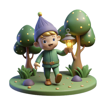 vibrant vintage A mischievous Puck playing tricks in a moonlit forest glade, fireflies twinkling around him, depicted in a whimsical fairytale style high quality png