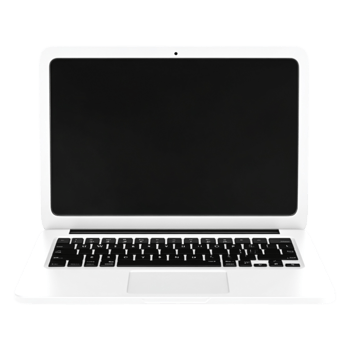 Minimalistic White Laptop with Black Keyboard and Blank Screen png
