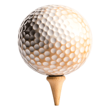 closeup of a Golf Ball Teed on a Wooden Tee with Natural Lighting png
